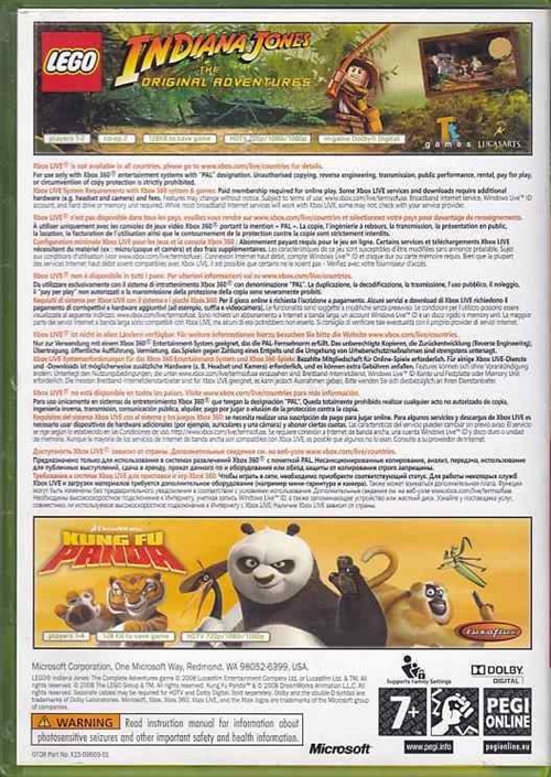 Lego Indiana Jones The Original Adventures Kung Fu Panda (Bundle Copy) - Xbox 360 (B Grade) (Genbrug)